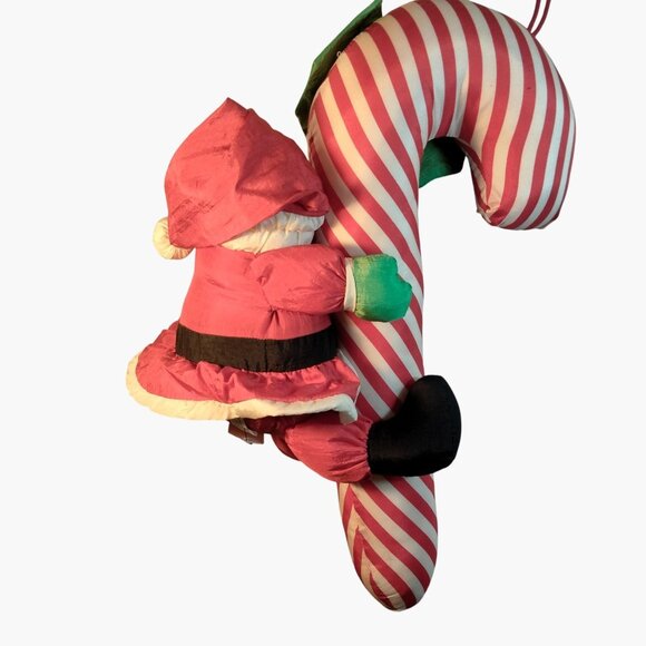 Santa Hanging Candy Cane Plush Vintage Christmas 18 inches - Picture 8 of 9